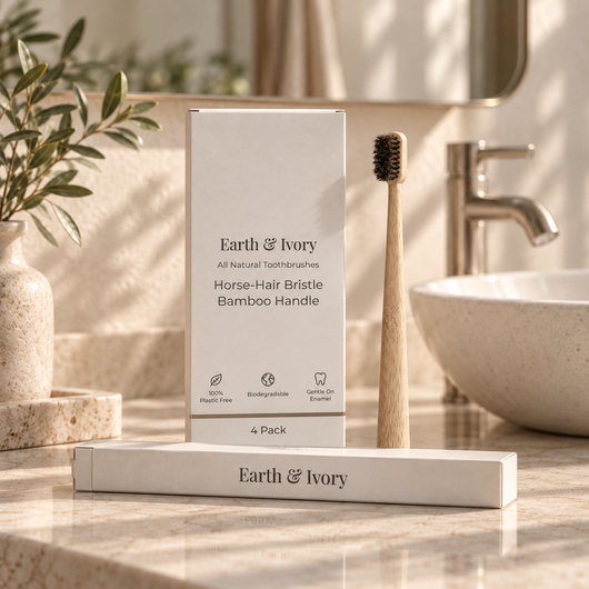 Earth & Ivory Horse-Hair Bamboo Toothbrush (4 Pack)