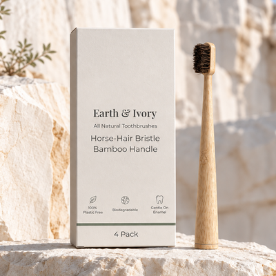 Earth & Ivory Horse-Hair Bamboo Toothbrush (4 Pack)